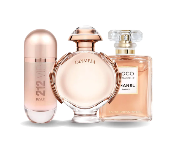 Combination of 3 fragrances: 212 VIP ROSÉ, OLYMPÉA and COCO MADEMOISELLE 100ml