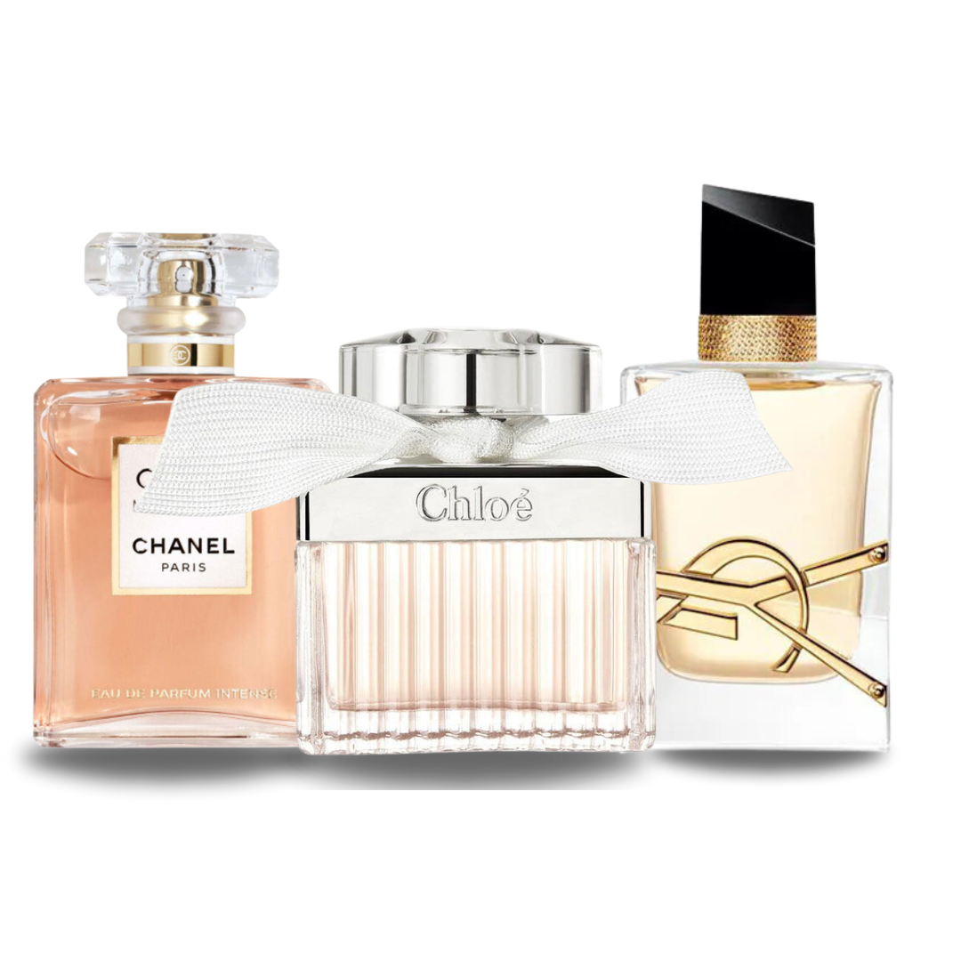 Combination of 3 fragrances: COCO MADEMOISELLE, LIBRE and CHLOÉ 100 ml