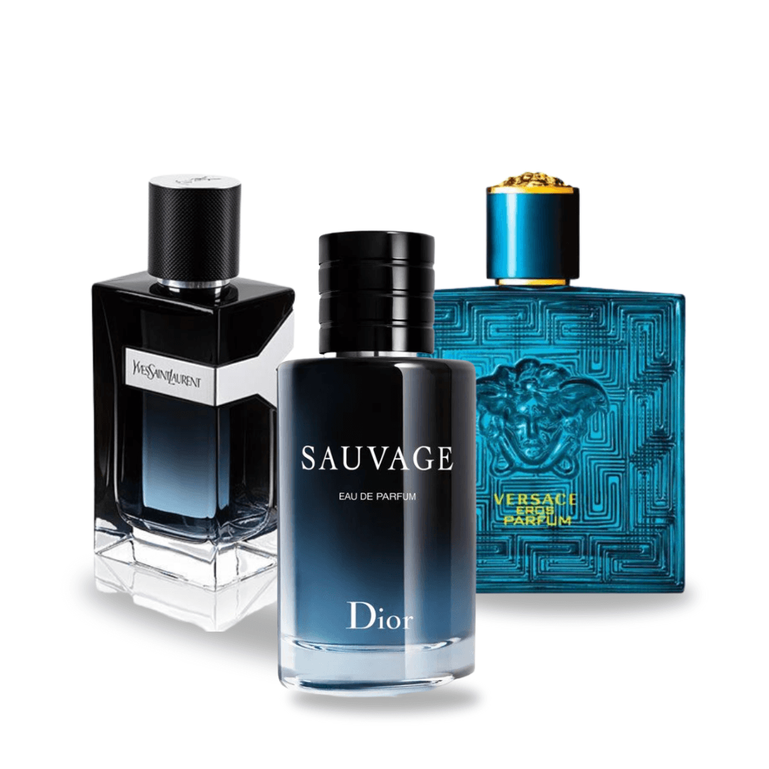 Combination of 3 fragrances: SAUVAGE, Y MEN, and EROS – 100 ml
